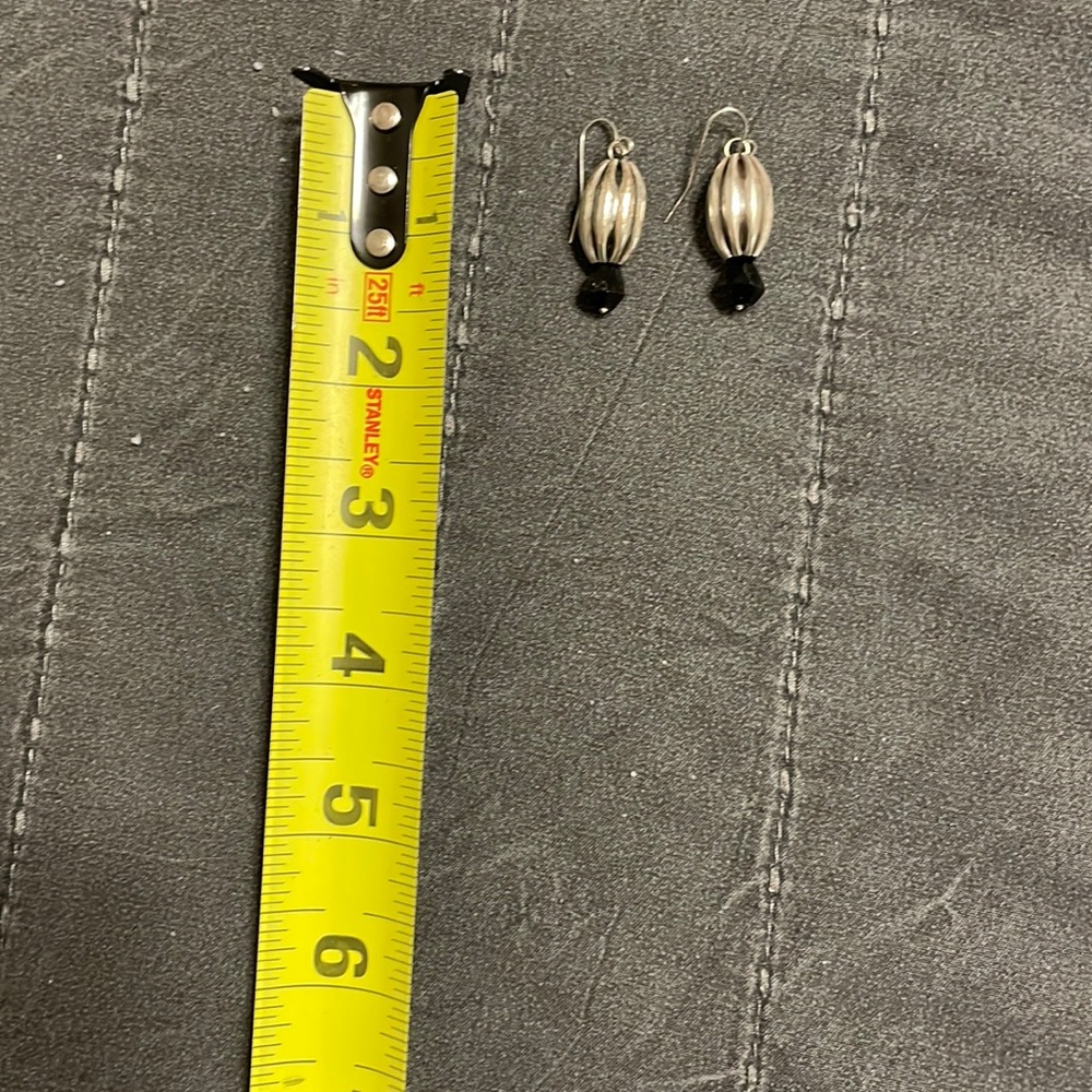 Silver and black drop earrings